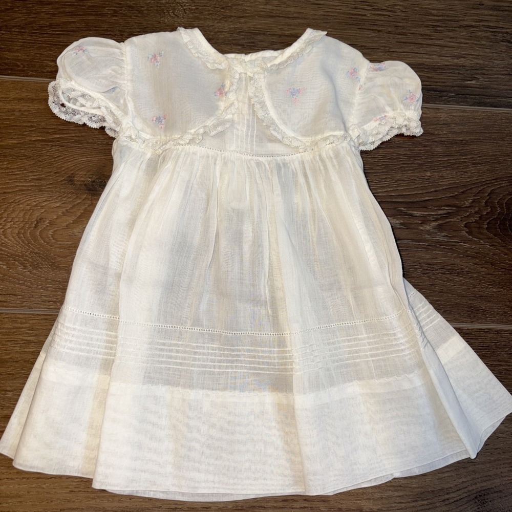 Vintage 1950's Nanette Originals Embroidered Dress 6-12 Month Lace
